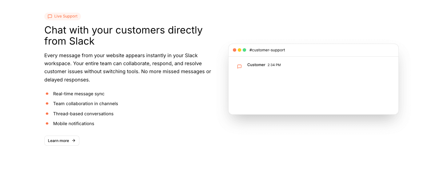Live support synced to Slack channels Slackly live support chat synced to Slack channels