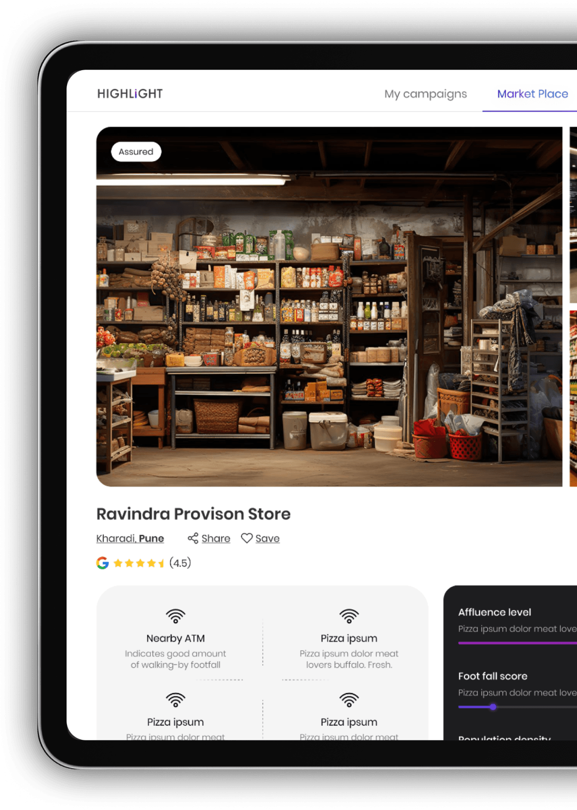 Highlight platform for brands STANDARDE Highlight platform for in-store brand visibility