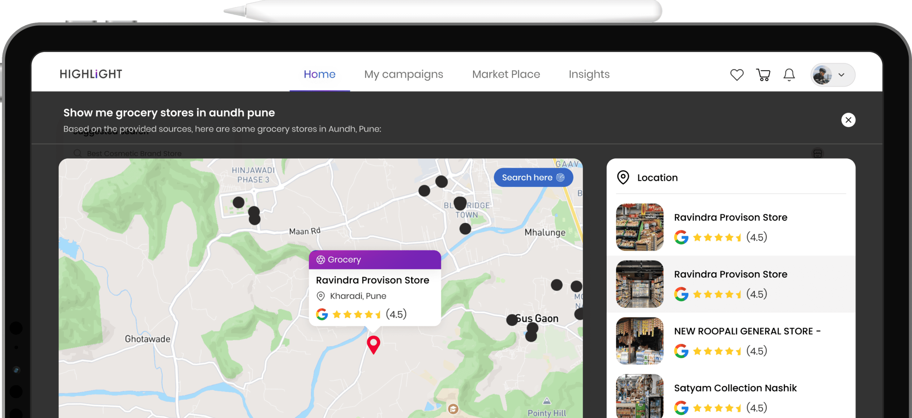 Map view for location analysis STANDARDE map view for retail location analysis
