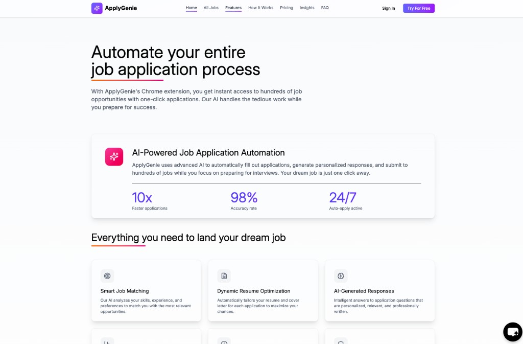 ApplyGenie: From large platforms aggregated listings to one-click automated applications — primary product screenshot