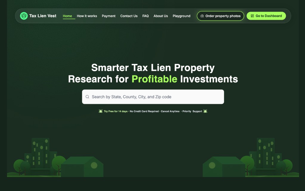 Tax Lien Vest: Smarter tax lien research at scale — primary product screenshot